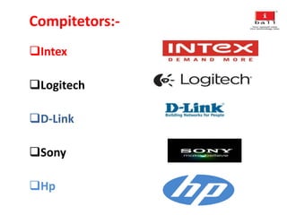 Compitetors:-
Intex
Logitech
D-Link
Sony
Hp
 