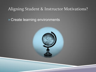 Aligning Student & Instructor Motivations?
Create learning environments
 