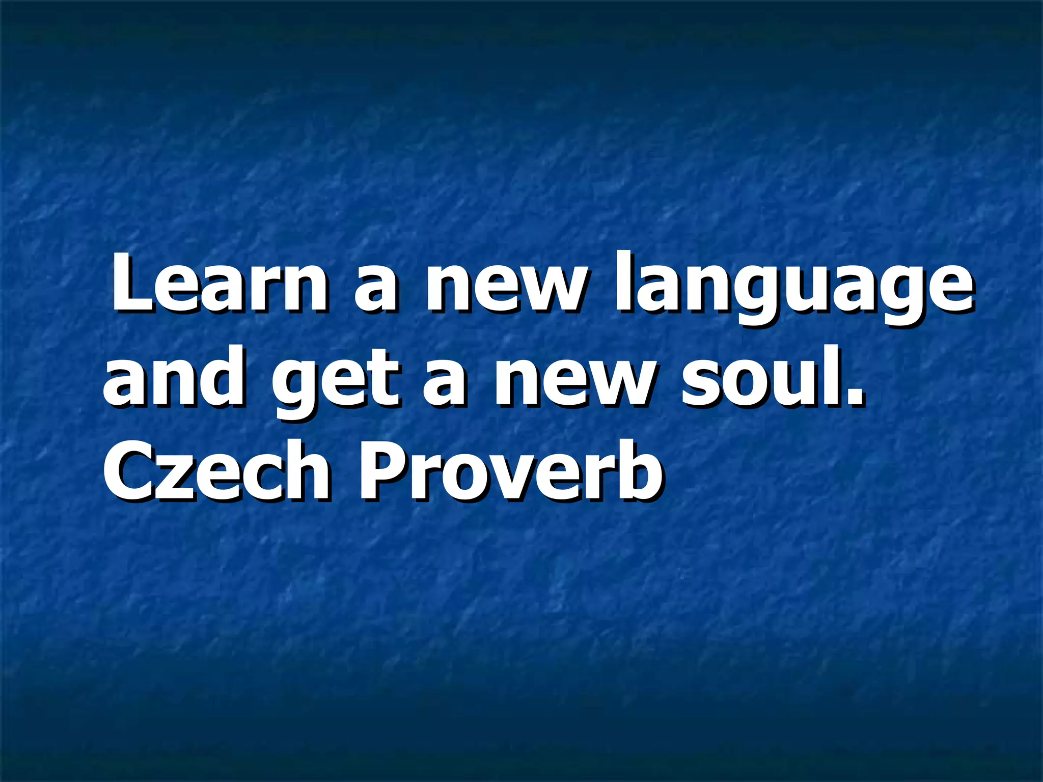 Learn a new language and get a new soul.  Czech Proverb   