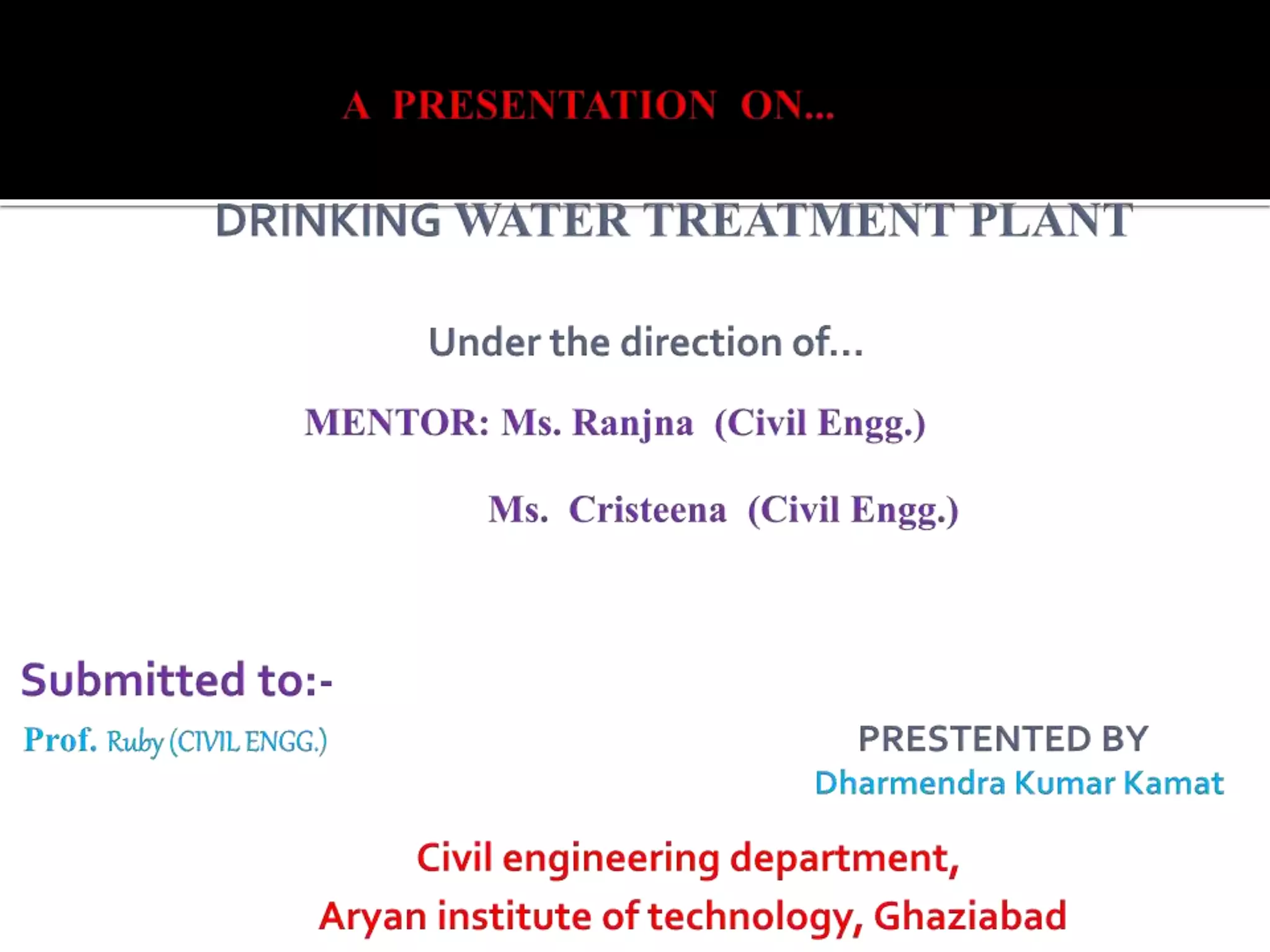 water treatment plant ppt | PPSX
