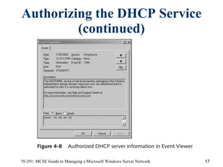 Authorizing the DHCP Service (continued) 