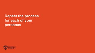 The University of Sydney Page 29
Repeat the process
for each of your
personas
 