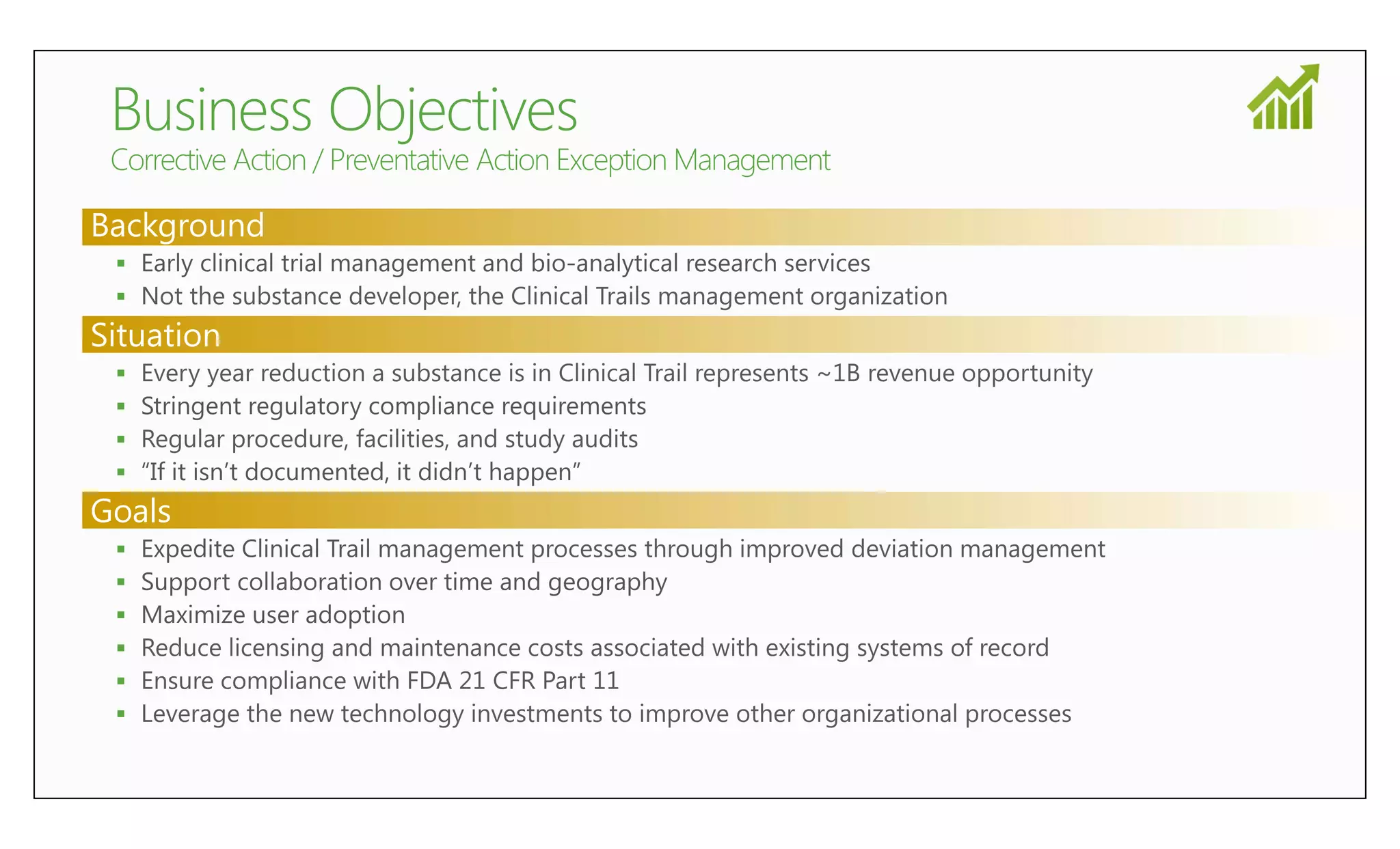 Background
 
 
Situation
 
 
 
 
Goals
 
 
 
 
 
 
 