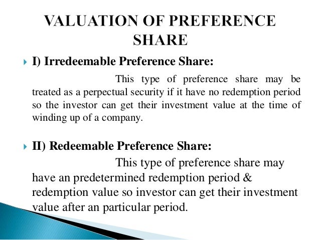 VALUATION OF PREFERENCE SHARE valuation-of-preference-share