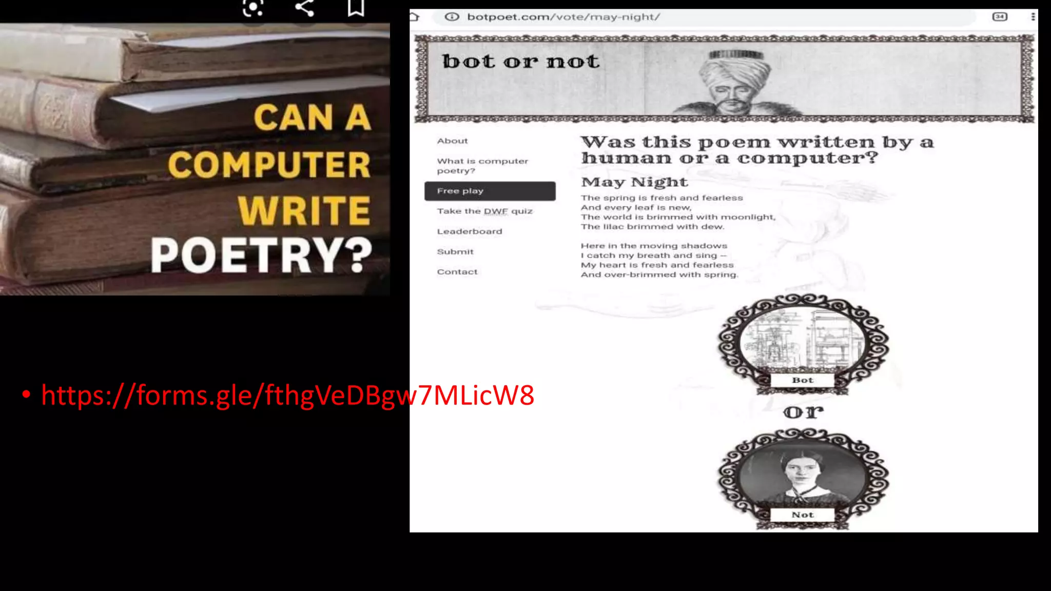 • https://forms.gle/fthgVeDBgw7MLicW8
 