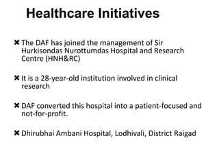 EARLY YEARS IN BOMBAY Enters into partnership with cousin ChampaklalDamani in 1962 for yarn and spices business with a capital of Rs.15,000.Ends partnership in 1965 due to conflicts of decisions.Starts sole proprietorship concern.Asia Times quotes: "His people skills were legendary. “A former secretary reveals: "He was very helpful. He followed an 'open-door' policy. Employees could walk into his cabin and discuss their problems with him." 