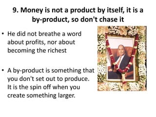 In spite of all difficulties, production started on the morning of the target date of 1 September 1966  DhirubhaiAmbani is credited with starting equity investing in India. More than 58,000 investors from various parts of India subscribed to Reliance's IPO in 1977. Dhirubhaiwas able to convince people of rural Gujarat that being shareholders of his company will only bring returns to their investment.Reliance Industries holds the distinction that it is the only Pvt. Co.  whose several annual general meetings  were held in stadiums. 