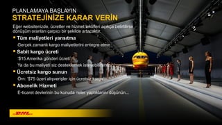 © 2018 Magento Commerce Page | 24
Eğer websitenizde, ücretler ve hizmet teklifleri açıkça belirtilirse
dönüşüm oranları çarpıcı bir şekilde artacaktır.
 Tüm maliyetleri yansıtma
Gerçek zamanlı kargo maliyetlerini entegre etme.
 Sabit kargo ücreti
‘$15 Amerika gönderi ücreti’.
Ya da bu maliyeti siz desteklemek isteyebilirsiniz…
 Ücretsiz kargo sunun
Örn: ‘$75 üzeri alışverişler için ücretsiz kargo’.
 Abonelik Hizmeti
E-ticaret devlerinin bu konuda neler yaptıklarını düşünün...
PLANLAMAYA BAŞLAYIN
STRATEJİNİZE KARAR VERİN
 