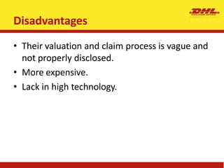 Disadvantages
• Their valuation and claim process is vague and
not properly disclosed.
• More expensive.
• Lack in high technology.
 