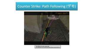 Counter Strike: Path Following (デモ)
The Official Counter-Strike Bot
http://aigamedev.com/insider/presentation/official-counter-strike-bot/
 