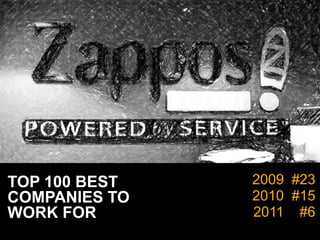 20
2009 #23
2010 #15
2011 #6
TOP 100 BEST
COMPANIES TO
WORK FOR
 