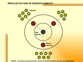 TOPSIS – Consultoria Empresarial Ltda – Divisão de Desenvolvimento Humano nas Organizações Alta direção Média gerência Equipes MÓDULOS DA FASE DE DESENVOLVIMENTO 