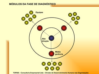 TOPSIS – Consultoria Empresarial Ltda – Divisão de Desenvolvimento Humano nas Organizações Alta direção Média gerência Equipes MÓDULOS DA FASE DE DIAGNÓSTICO 