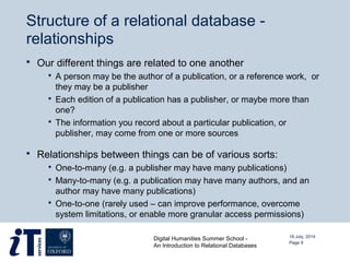 DHOxSS 2014 - Introduction to Relational Databases | PPT