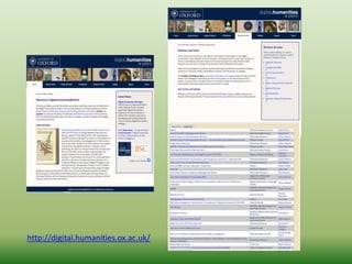 http://digital.humanities.ox.ac.uk/ 
 