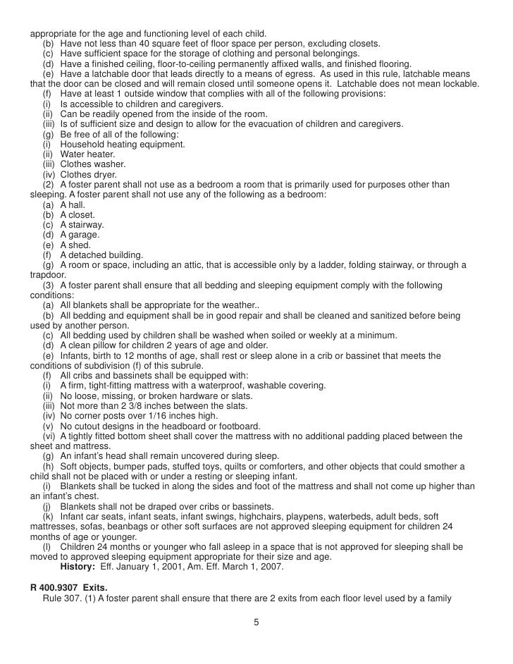 Licensing Rules For Foster Family Homes