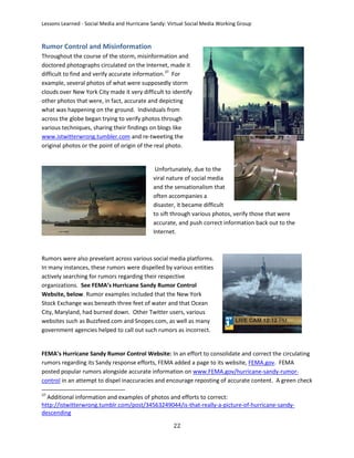 Department of Homeland Security Report- Lessons Learned Using Social Media During Hurricane Sandy