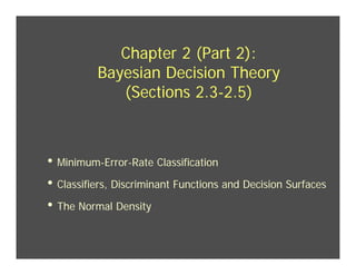Minimum Error Rate Classification and Normal Density | PDF