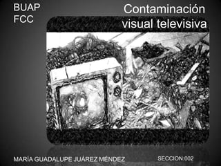 BUAP                        Contaminación
FCC
                            visual televisiva




MARÍA GUADALUPE JUÁREZ MÉNDEZ      SECCION:002
 