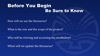 DHUG 2017 - Thesaurus Construction Training | PPTX