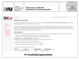 IT-Ausbildungsmodule
Oberseminar, 18.06.2016
Historische Grundwissenschaften
 