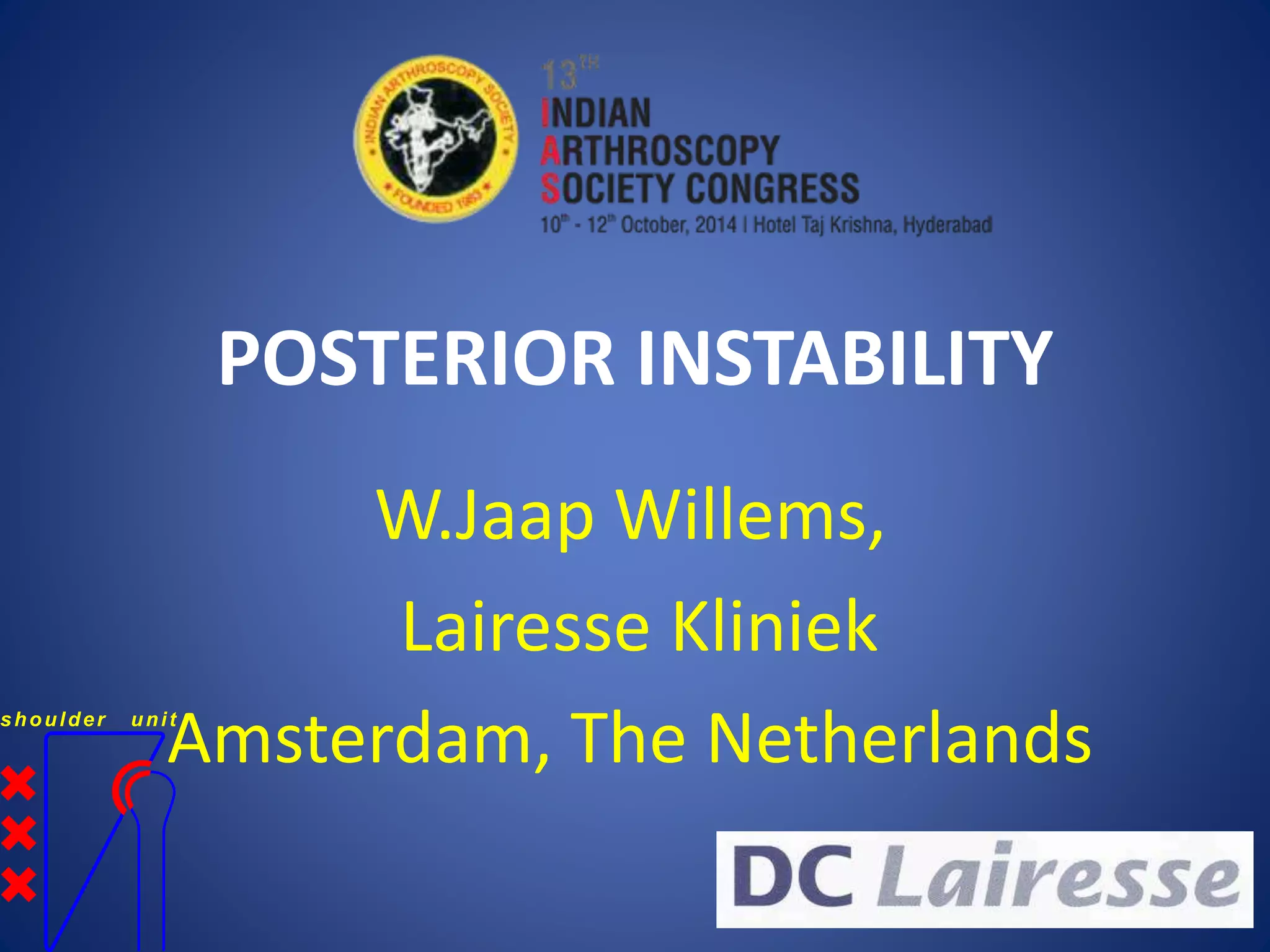 POSTERIOR INSTABILITY 
W.Jaap Willems, 
Lairesse Kliniek 
Amsterdam, The Netherlands 
 