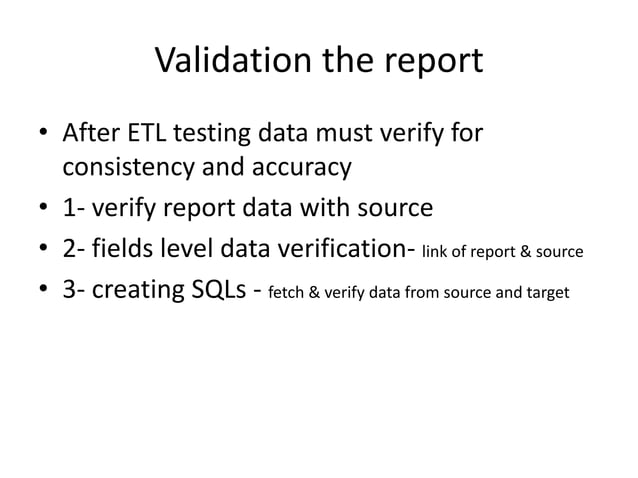 DATA WAREHOUSE -- ETL testing Plan | PPTX