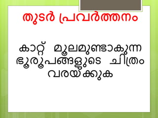 തനടര്‍ദ് പ്രവര്‍ദ്ത്തനം 
കാറ്റ് മൂലമുണ്ടാകുന്ന 
ഭൂരൂപങ്ങളുടെ ചിത്രം 
വരയ്ക്കുക 
 