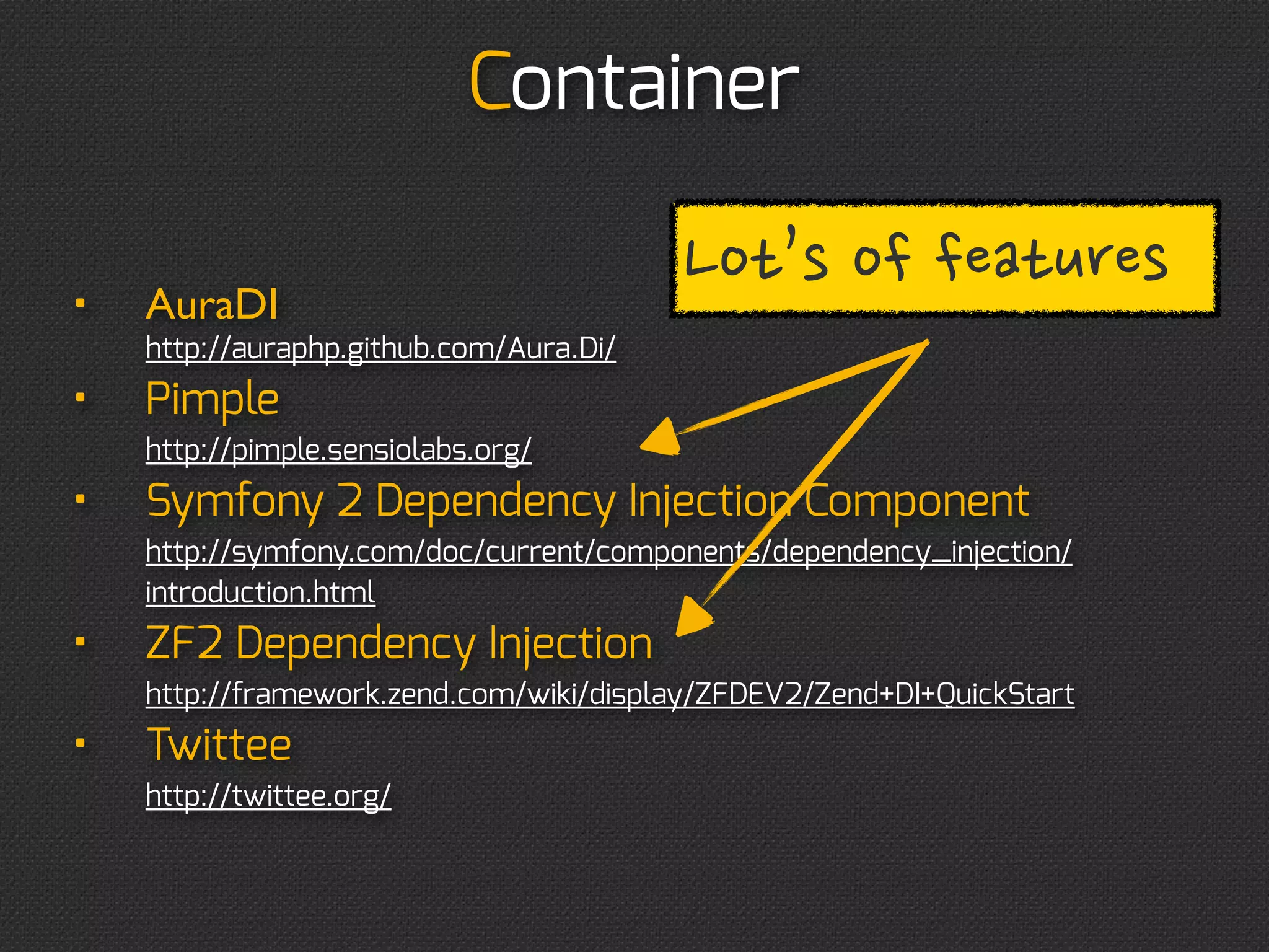  difference

require_once container_dev.php;
$mapper = $container-get('mapper.user');
$mapper-save(new User('John', 'Doe'));
 