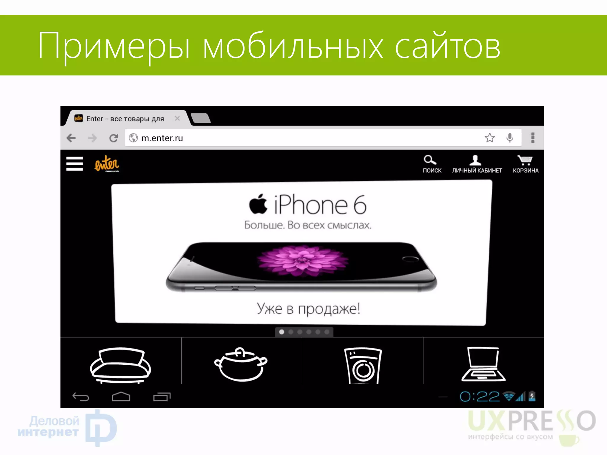 Примеры мобильных сайтов  