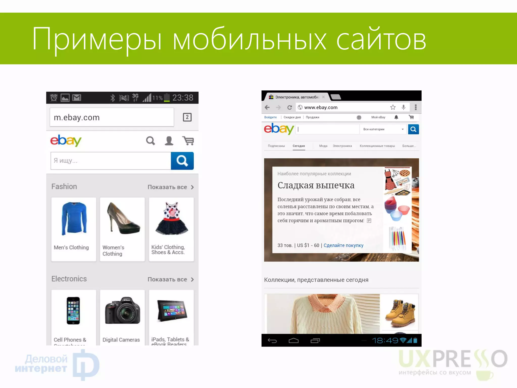 Примеры мобильных сайтов  