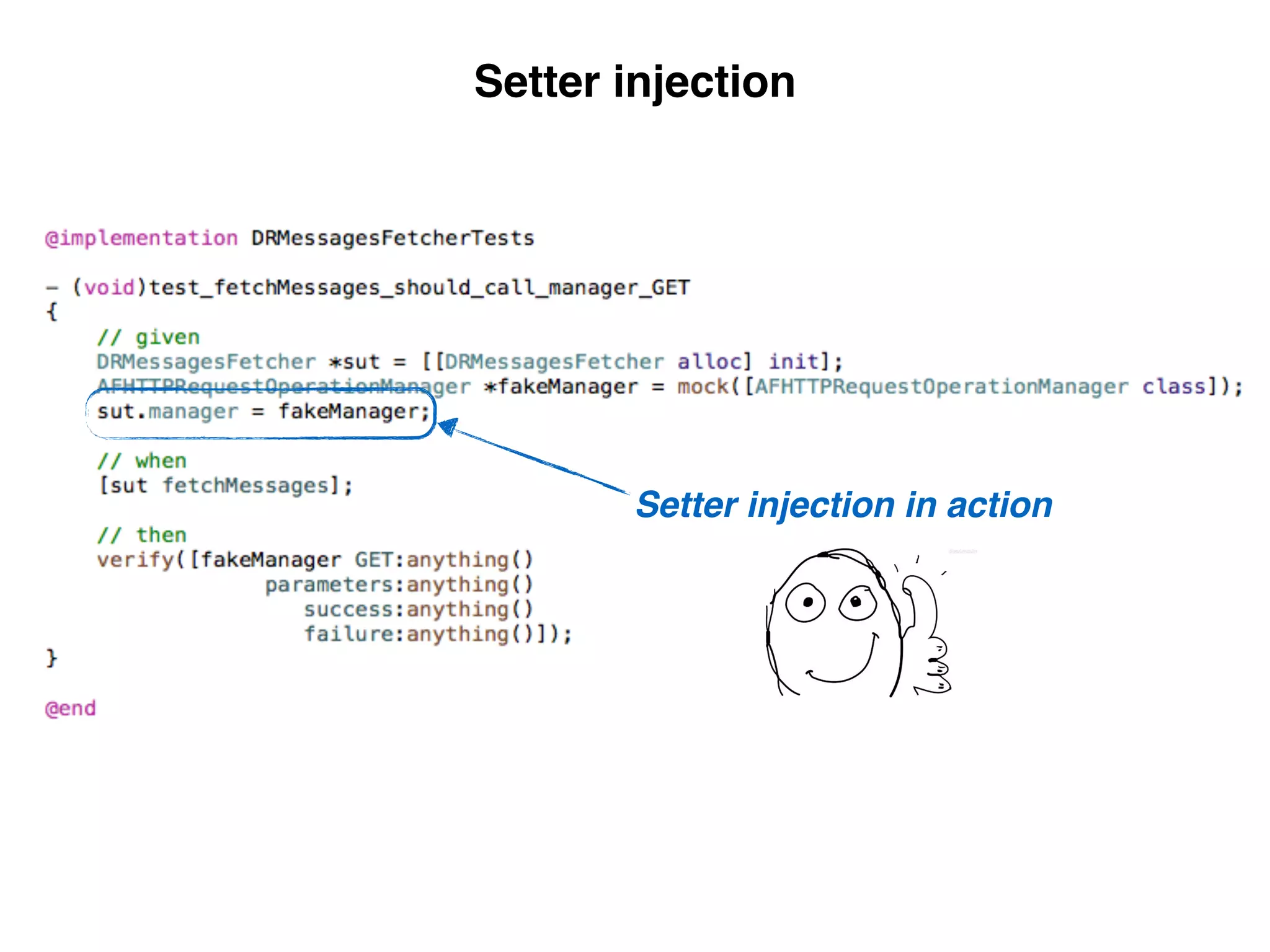 Setter injection in action
Setter injection
 