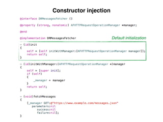 Default initialization
Constructor injection
 