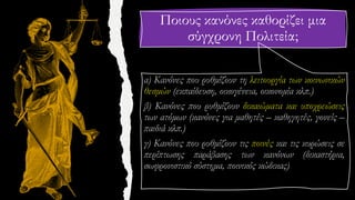 Ποιους κανόνες καθορίζει μια
σύγχρονη Πολιτεία;
 