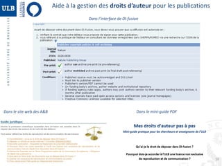Aide à la gestion des droits d’auteur pour les publications 
Dans l’interface de DI-fusion 
Dans le site web des A&B Dans le mini-guide PDF 
10 
 