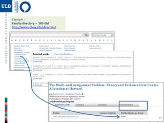 Exemple : 
Faculty directory – SBS-EM 
http://www.solvay.edu/directory/ 
18 
 