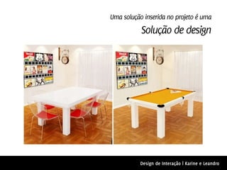 Uma solução inserida no projeto é uma
           Solução de design




           Design de Interação | Karine e Leandro
 