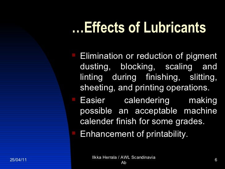 The Function of Lubricants in Pigment Coating PPT