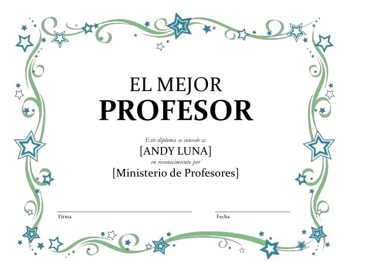 Diploma Al Mejor Profesor Mr Wonderful