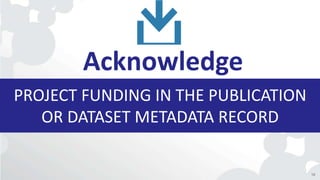 PROJECT FUNDING IN THE PUBLICATION
OR DATASET METADATA RECORD
Acknowledge
19
 