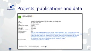 Projects: publications and data
27
 