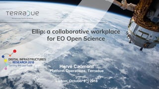 Ellip: a collaborative workplace
for EO Open Science
Lisbon, October 9th
, 2018
Hervé Caumont
Platform Operations, Terradue
 