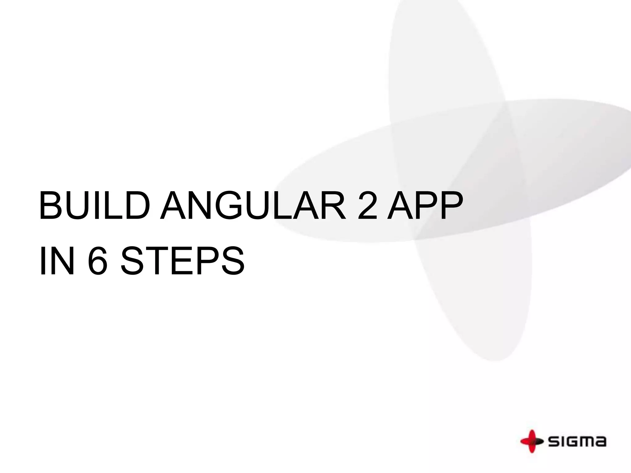 BUILD ANGULAR 2 APP
IN 6 STEPS
 