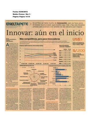 Fecha: 03/09/2012
Medio: Prensa / Día 1 /
Página: Página 14-15
 