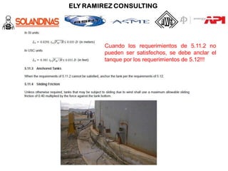 Cuando los requerimientos de 5.11.2 no
pueden ser satisfechos, se debe anclar el
tanque por los requerimientos de 5.12!!!
 