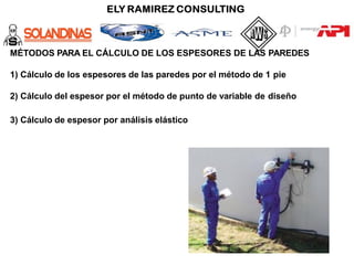 MÉTODOS PARA EL CÁLCULO DE LOS ESPESORES DE LAS PAREDES
1) Cálculo de los espesores de las paredes por el método de 1 pie
2) Cálculo del espesor por el método de punto de variable de diseño
3) Cálculo de espesor por análisis elástico
 