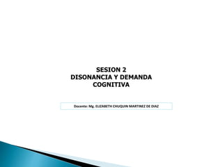 Docente: Mg. ELIZABETH CHUQUIN MARTINEZ DE DIAZ
SESION 2
DISONANCIA Y DEMANDA
COGNITIVA
 