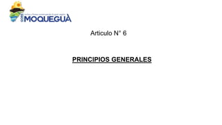 PRINCIPIOS GENERALES
Articulo N° 6
 