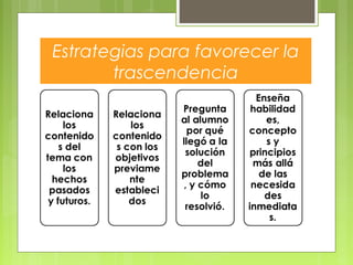Estrategias para favorecer la
trascendencia
 