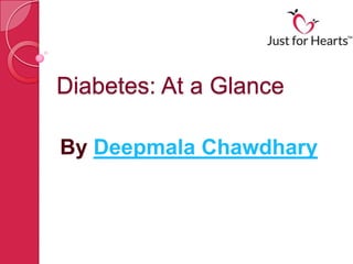 Diabetes: At a Glance

By Deepmala Chawdhary
 